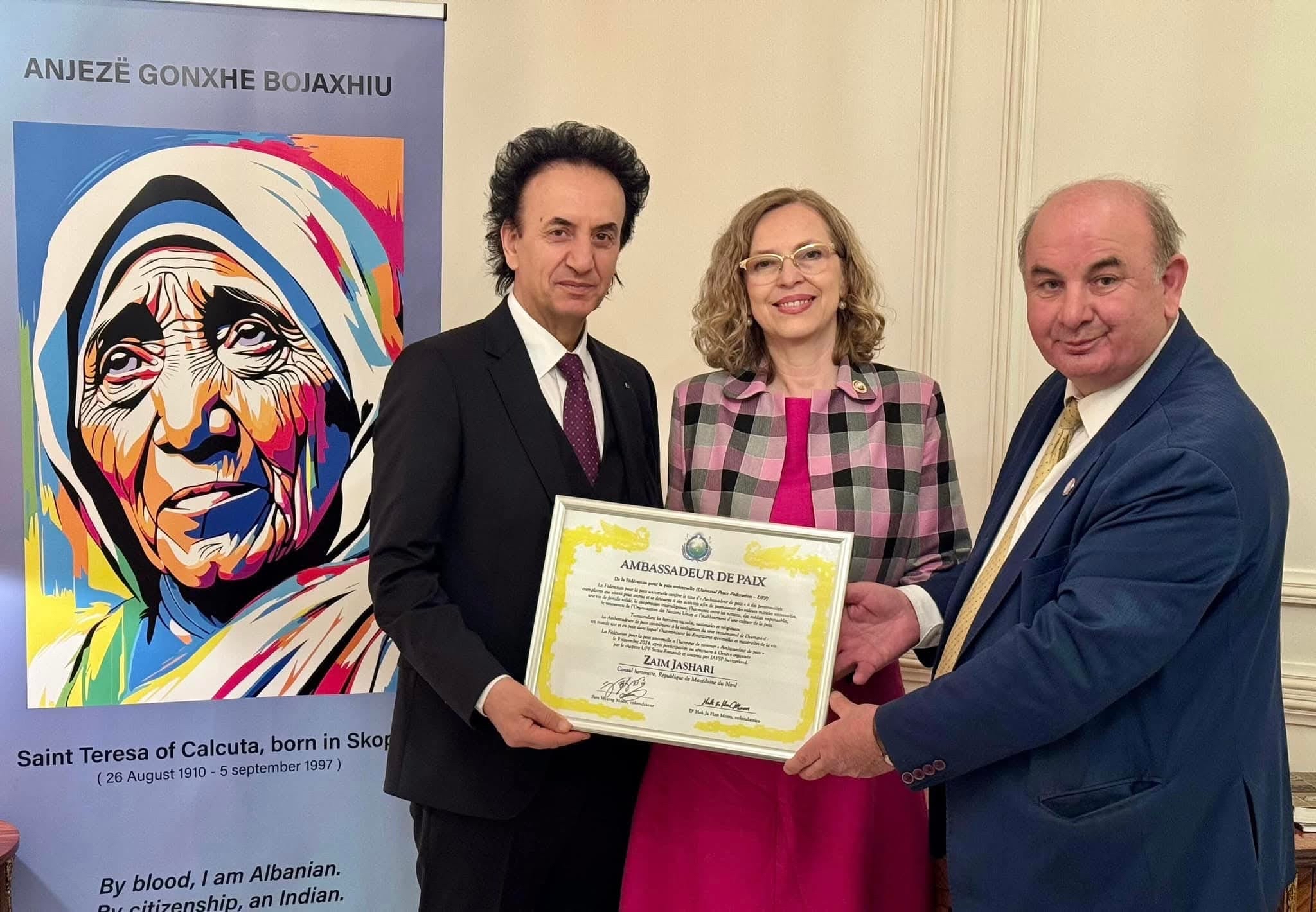 Cérémonie de Distinction : Zaim Jashari, Ambassadeur de la Paix