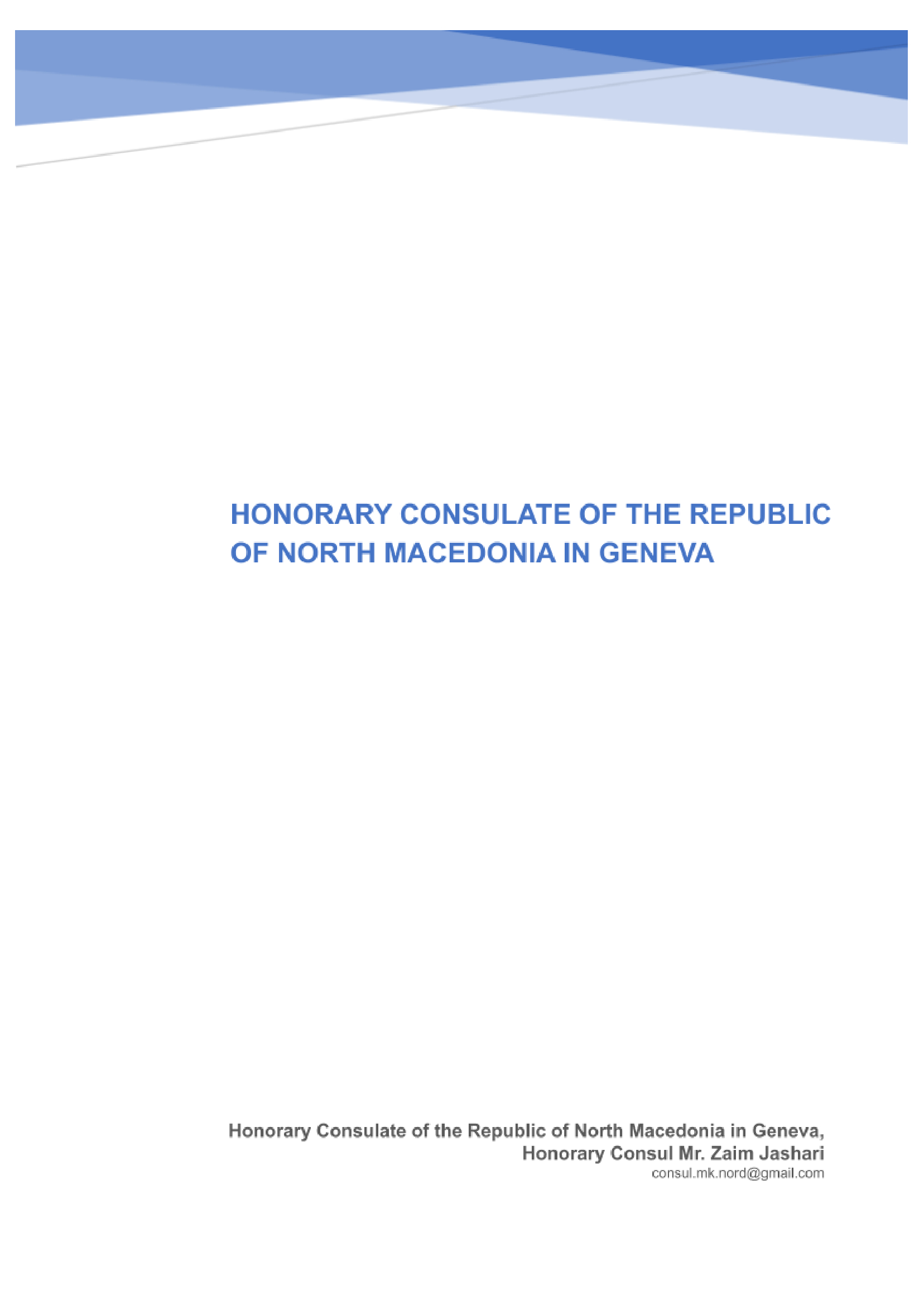 Activity Report of the Honorary Consulate of the Republic of North Macedonia in Geneva (2024–2025)